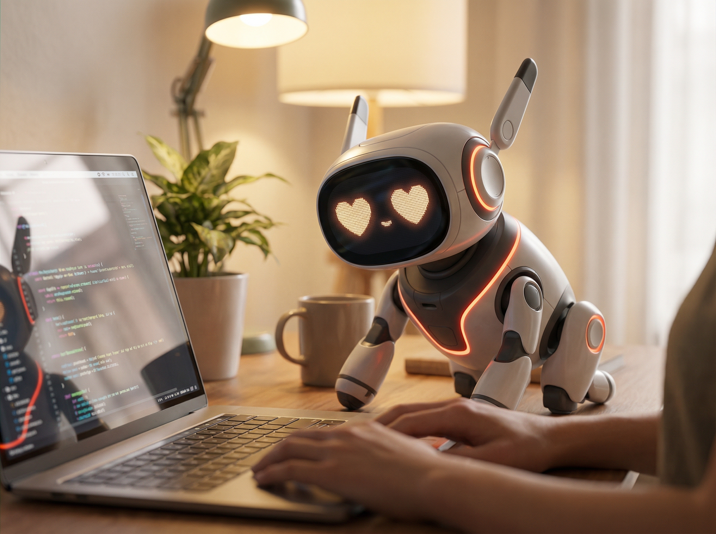 Rocket Fourth helping at a desk with heart eyes